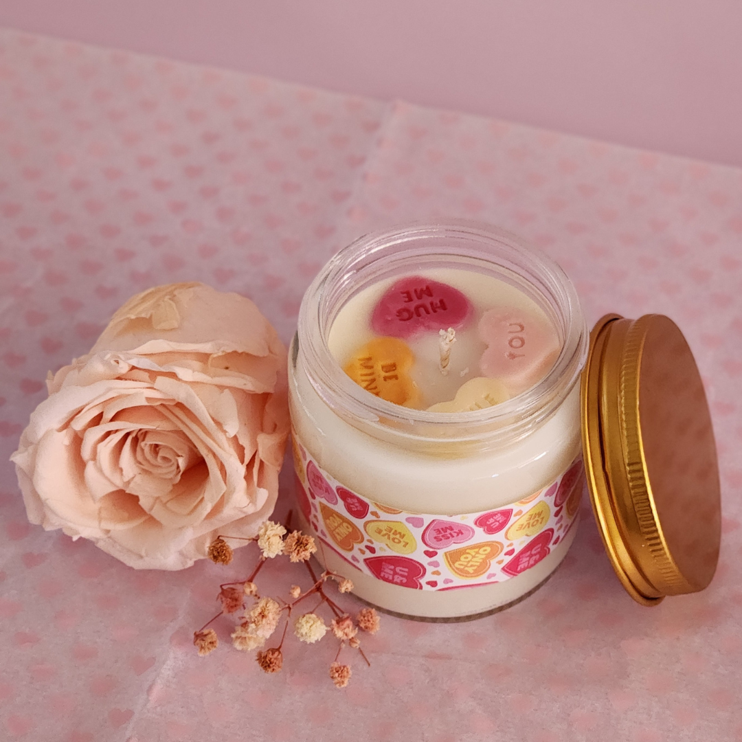Candy Hearts Mini Candle