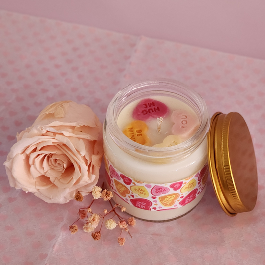 Candy Hearts Mini Candle