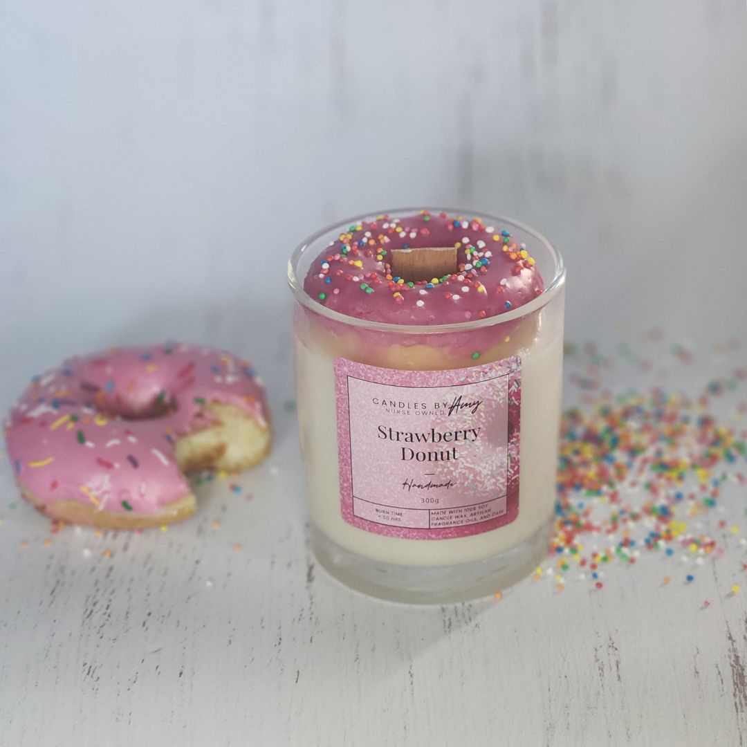 Strawberry Donut Candle